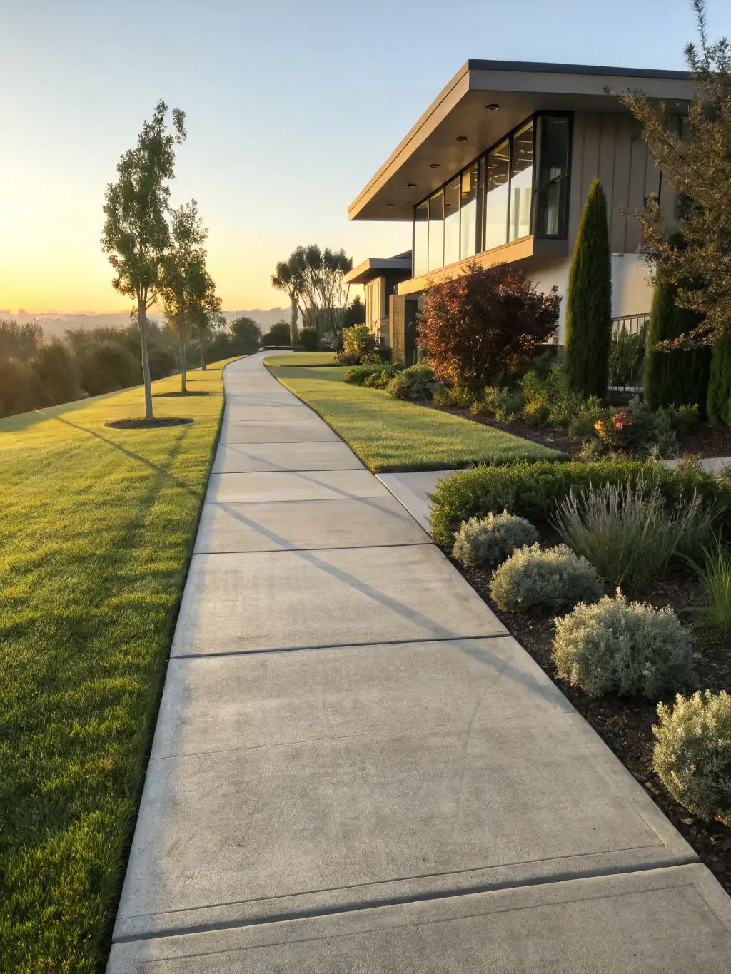 A clean and inviting sidewalk maintained by Litter Ghost LLC, free of trash and debris, enhancing the pedestrian experience and property appeal.